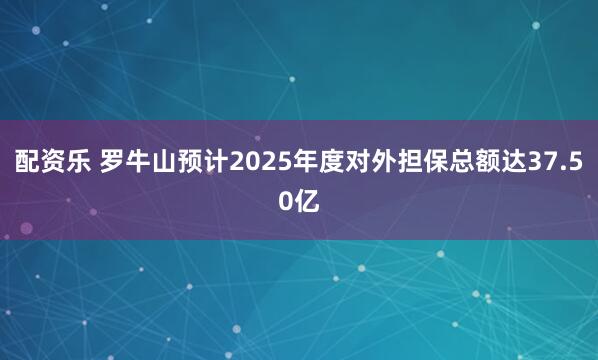 配资乐 罗牛山预计2025年度对外担保总额达37.50亿
